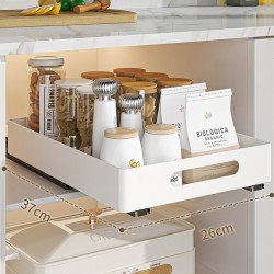 Kitchen Under Sink Shelf Cabinet Basket Pull Out Sliding Drawer Organizer White Kitchen Under Sink Shelf Cabinet Basket Pull Out Sliding Drawer Organizer White