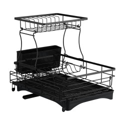 2 Tiers Black Expandable Dish Drying Rack Kitchen Sink Counter Organizer Bowl Cup Plate Cutlery Storage 2 Tiers Black Expandable Dish Drying Rack Kitchen Sink Counter Organizer Bowl Cup Plate Cutlery Storage