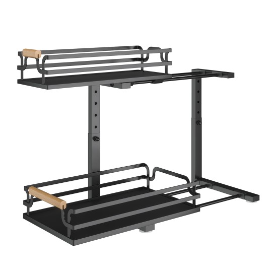 2 Tier Slide Out Under Sink Organizers And Storage, Height Adjustable Wooden Handle Pull Out Cabinet Organizer Drawers Black 2 Tier Slide Out Under Sink Organizers And Storage, Height Adjustable Wooden Handle Pull Out Cabinet Organizer Drawers Black
