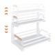 2 Tier Slide Out Under Sink Organizers And Storage, Height Adjustable Wooden Handle Pull Out Cabinet Organizer Drawers White