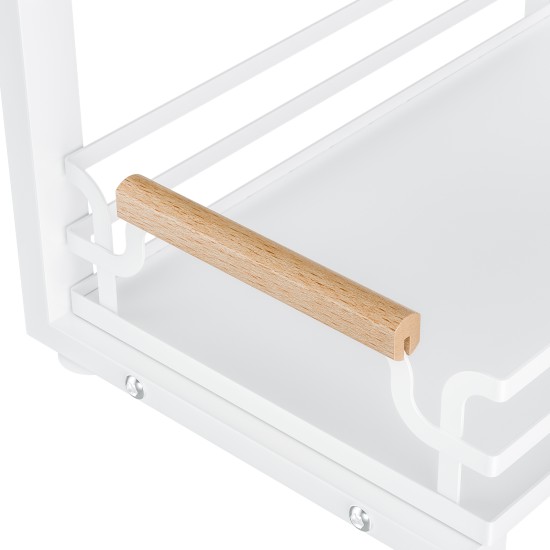 2 Tier Slide Out Under Sink Organizers And Storage, Height Adjustable Wooden Handle Pull Out Cabinet Organizer Drawers White