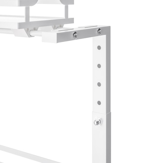 2 Tier Slide Out Under Sink Organizers And Storage, Height Adjustable Wooden Handle Pull Out Cabinet Organizer Drawers White