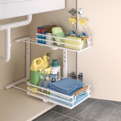 2 Tier Slide Out Under Sink Organizers And Storage Height Adjustable Wooden Handle Pull Out Cabinet Organizer Drawers White 2 Tier Slide Out Under Sink Organizers And Storage Height Adjustable Wooden Handle Pull Out Cabinet Organizer Drawers White