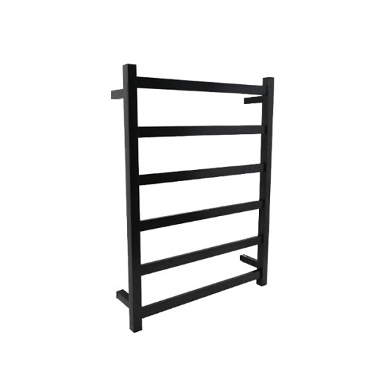 800x600x120mm Square Matt Black Electric Heated Towel Rack 6 Bars