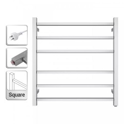 674Hx620Wx120D Square Chrome Electric Heated Towel Rack 6 Bars 674Hx620Wx120D Square Chrome Electric Heated Towel Rack 6 Bars