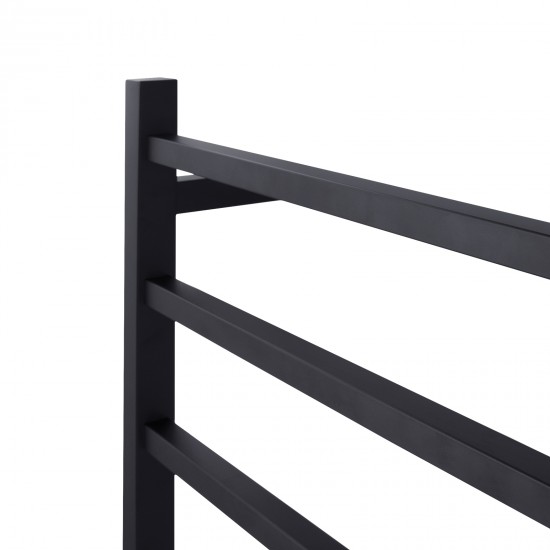 674x620x120mm Square Matt Black Electric Heated Towel Rack 6 Bars