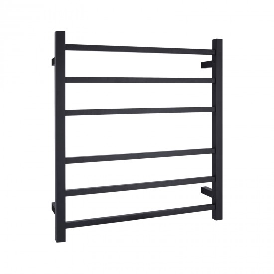 674x620x120mm Square Matt Black Electric Heated Towel Rack 6 Bars