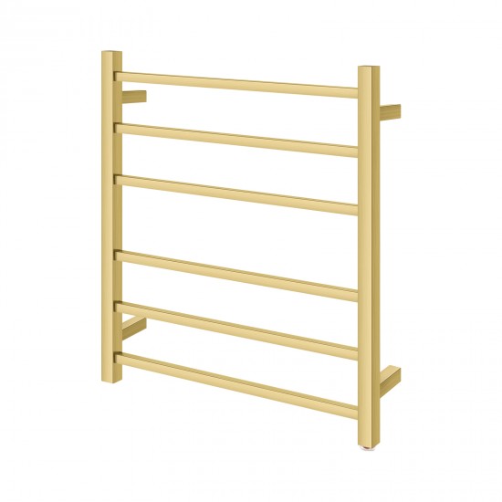 674Hx620Wx120D Brushed Yellow Gold Electric Heated Towel Rack 6 Bars