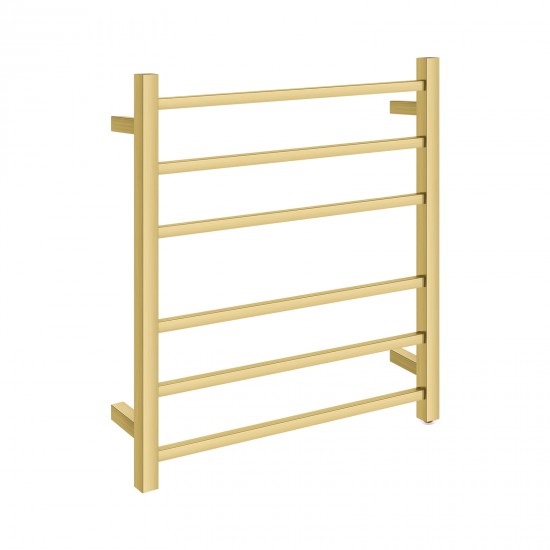 674Hx620Wx120D Brushed Yellow Gold Electric Heated Towel Rack 6 Bars