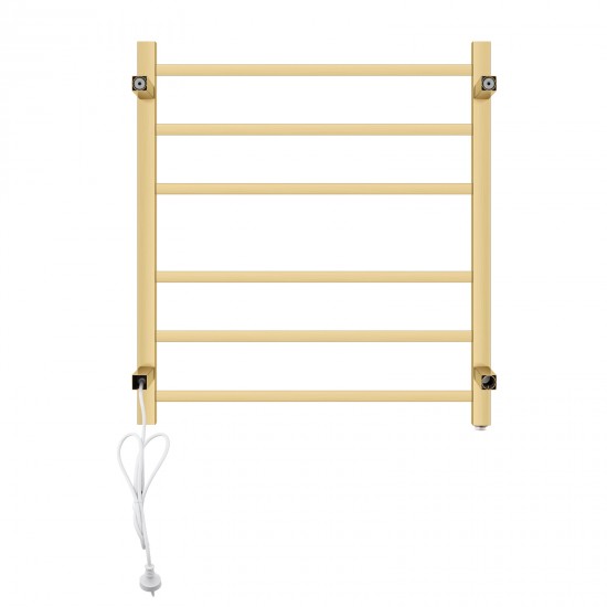 674Hx620Wx120D Brushed Yellow Gold Electric Heated Towel Rack 6 Bars