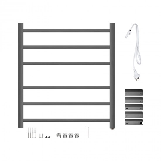 674Hx620Wx120D Gunmetal Grey Electric Heated Towel Rack 6 Bars