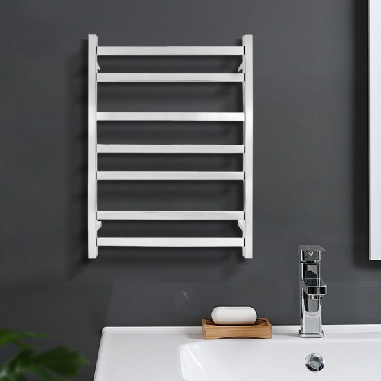 800Hx600Wx120D mm Square Chrome Electric Heated Towel Rack 7 Bars