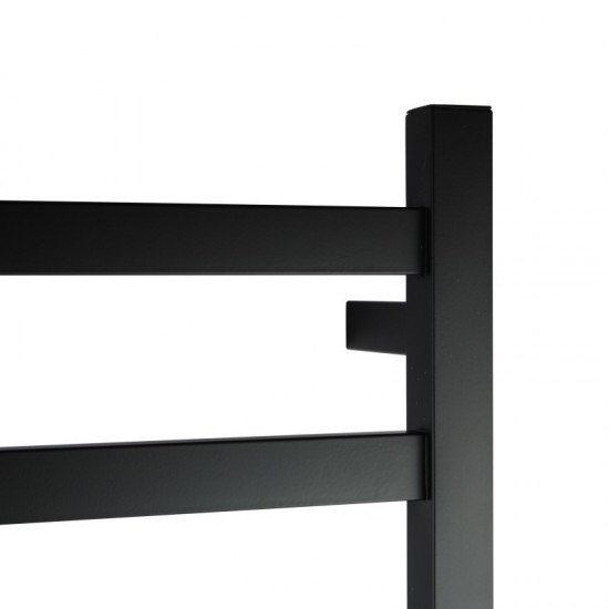 620x912x120mm Square Matt Black Electric Heated Towel Rack 8 Bars