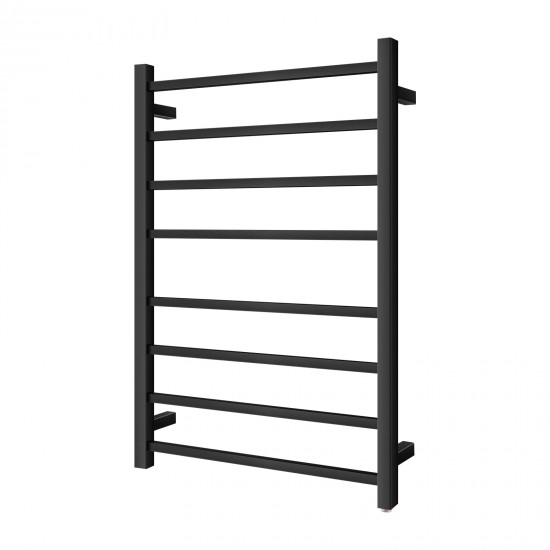 620x912x120mm Square Matt Black Electric Heated Towel Rack 8 Bars