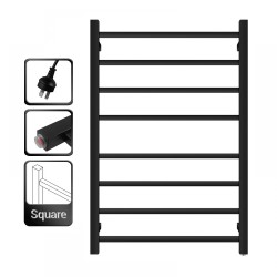 620x912x120mm Square Matt Black Electric Heated Towel Rack 8 Bars 620x912x120mm Square Matt Black Electric Heated Towel Rack 8 Bars