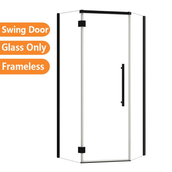 1000*1000*2000mm Black Frameless Diamond Shower Door & Return Panel 1000*1000*2000mm Black Frameless Diamond Shower Door & Return Panel