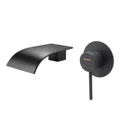Aquatica All Pressures Circo Shower With Waterfall Wall Spout Matte BlackSet