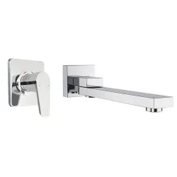 Aquatica All Pressures Saluto Shower Mixer With Square Swivel Bath Spout Chrome Set