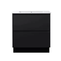 POLO 750X460X850MM PLYWOOD FLOOR STANDING VANITY - BLACK WITH CERAMIC TOP POLO 750X460X850MM PLYWOOD FLOOR STANDING VANITY - BLACK WITH CERAMIC TOP