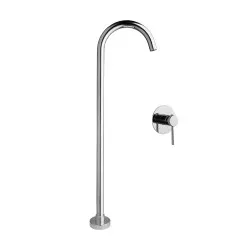 Chrome Plated Solid Brass Freestanding Floor Mounted Bath Filler with Mixer Set