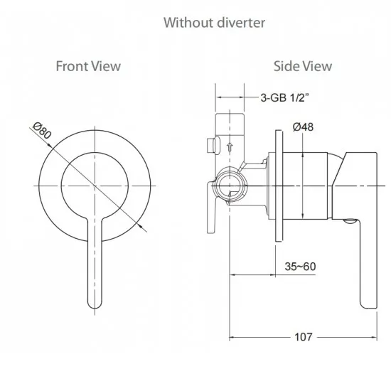 Englefield Studio Pin Lever Handle Polished Chrome Shower/Bath Mixers