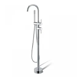 Euro Round Chrome Freestanding Bath Mixer Taps With Hand held Shower Tapware Bathtub Filler 