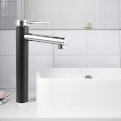 Black&Chrome Pin Lever Tall Basin Mixer Tap Black&Chrome Pin Lever Tall Basin Mixer Tap