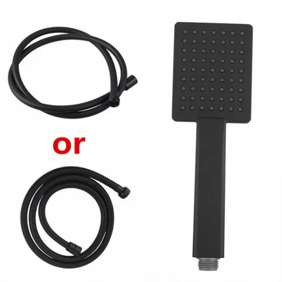 Luxury Square Matt Black Rainfall Handheld Shower Head With 1.5m Hose Set