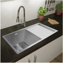 810x440x232mm 1.2mm Handmade Single Bowl Topmounted Kitchen Sink With Drainboard Corrosion Resistant Oilproof Easy Clean 810x440x232mm 1.2mm Handmade Single Bowl Topmounted Kitchen Sink With Drainboard Corrosion Resistant Oilproof Easy Clean