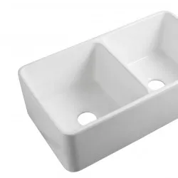 838*457*254mm Ceramic Butler Sink Double Bowl Farmhouse Kitchen Laundry Sink Apron Front