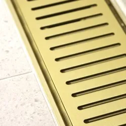 100-5600mm Lauxes Matte Yellow Gold Shower Grate Drain Indoor Outdoor Aluminium Next Generation 100-5600mm Lauxes Matte Yellow Gold Shower Grate Drain Indoor Outdoor Aluminium Next Generation