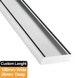 100-5600mm Lauxes Aluminium Slimline Tile Insert Floor Grate Drain Customized Size Indoor Outdoor