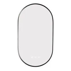 500x900mm Backlit Gunmetal Grey Frame Oval Led Mirror Oblong Racetrack Motion Sensor Auto On