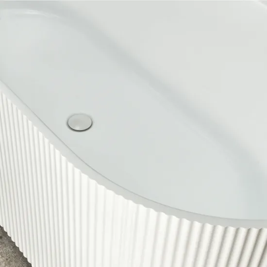 1700x800x580mm Flutted VGroove Back To Wall Bathtub Acrylic Gloss