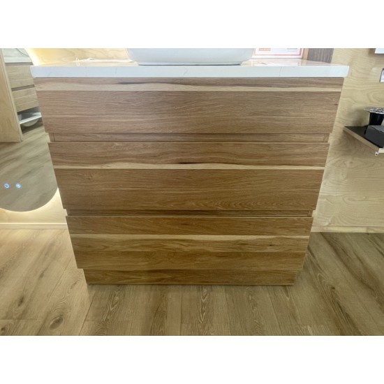 SAMPLE SALE-MLM 900mm Plywood Oak Floor Standing Vanity With Ceramic Basin