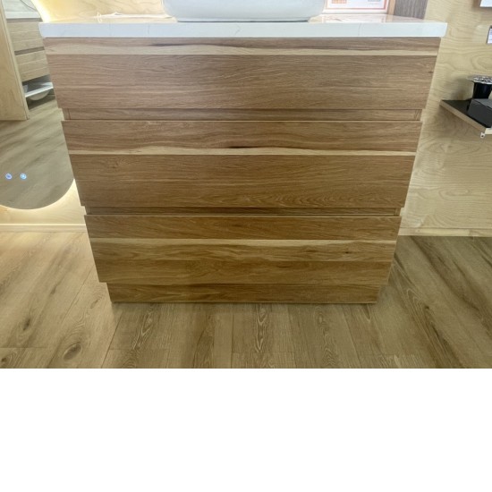 SAMPLE SALE-MLM 900mm Plywood Oak Floor Standing Vanity With Ceramic Basin