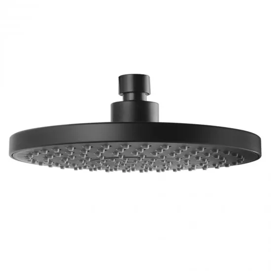 Round Black Rainfall Shower Head 8 inch watermark wels