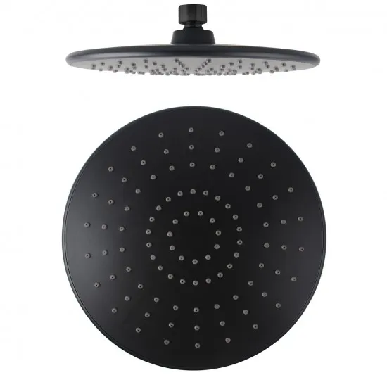Round 230mm Matte Black Shower Head with Ceiling Mounted Shower Arm