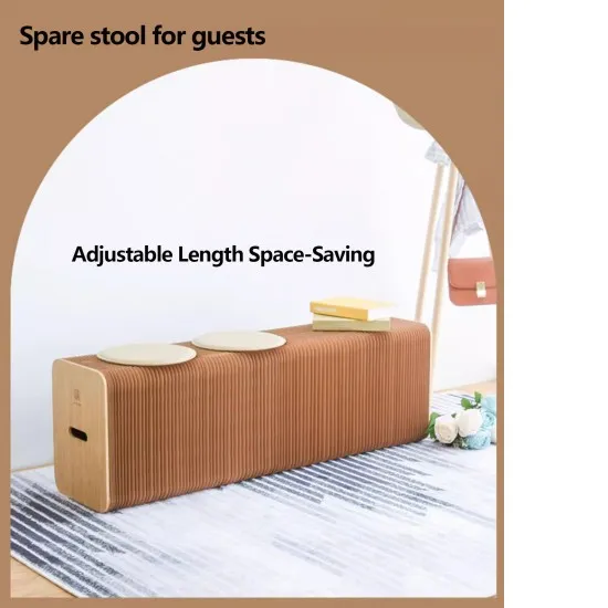 3 Seats Kraft Paper Bench Portable Folding Sofa Foot Stool Shoe Bench Brown